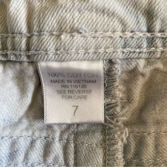 Hang Ten Size 7 Acid Wash Denim Cotton Distressed Micro Shorts Hot 2" Inseam - Picture 15 of 16